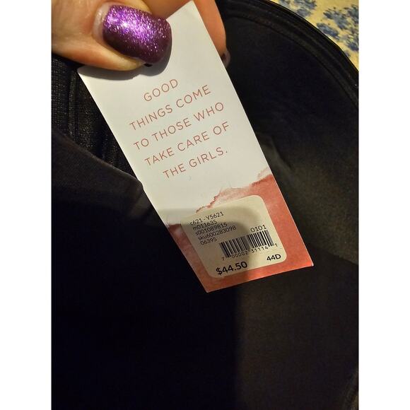 Cacique sz 44D black strapless bra underwire new with tags $45 WL310 - Picture 7 of 8